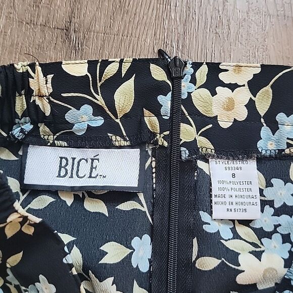 Bice Classy Long Dressy A-Line Stretchy Waist Skirt ~ Sz 8 ~ Black ~ Floral - Picture 3 of 4